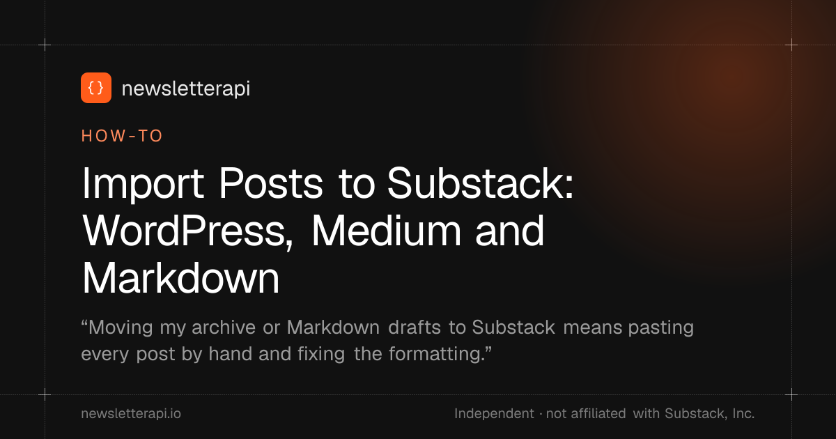 Cover image: Import Posts to Substack: WordPress, Medium and Markdown