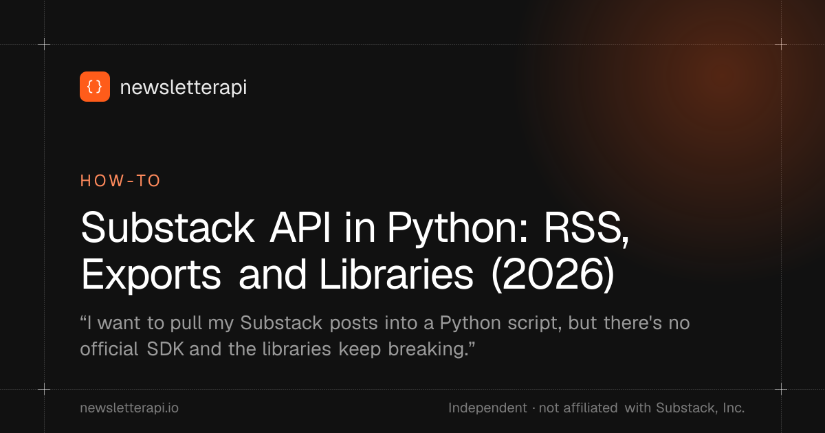 Cover image: Substack API in Python: RSS, Exports and Libraries (2026)